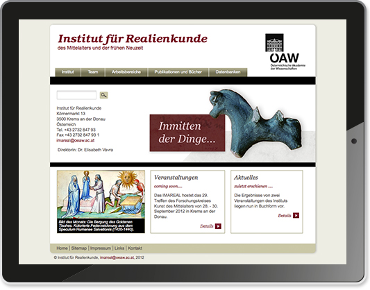 Website Institut für Realdenkende, Screendesign, Umsetzung HTML