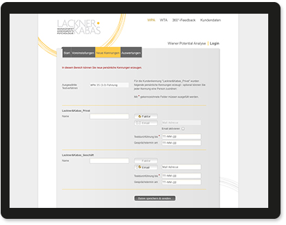 Lackner Kabas, Screendesign Backend, Umsetzung CSS, HTML
